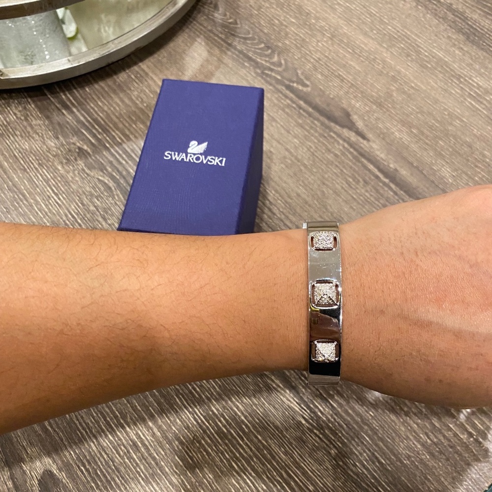 Swarovski Silver Pyramid Pave Bangle